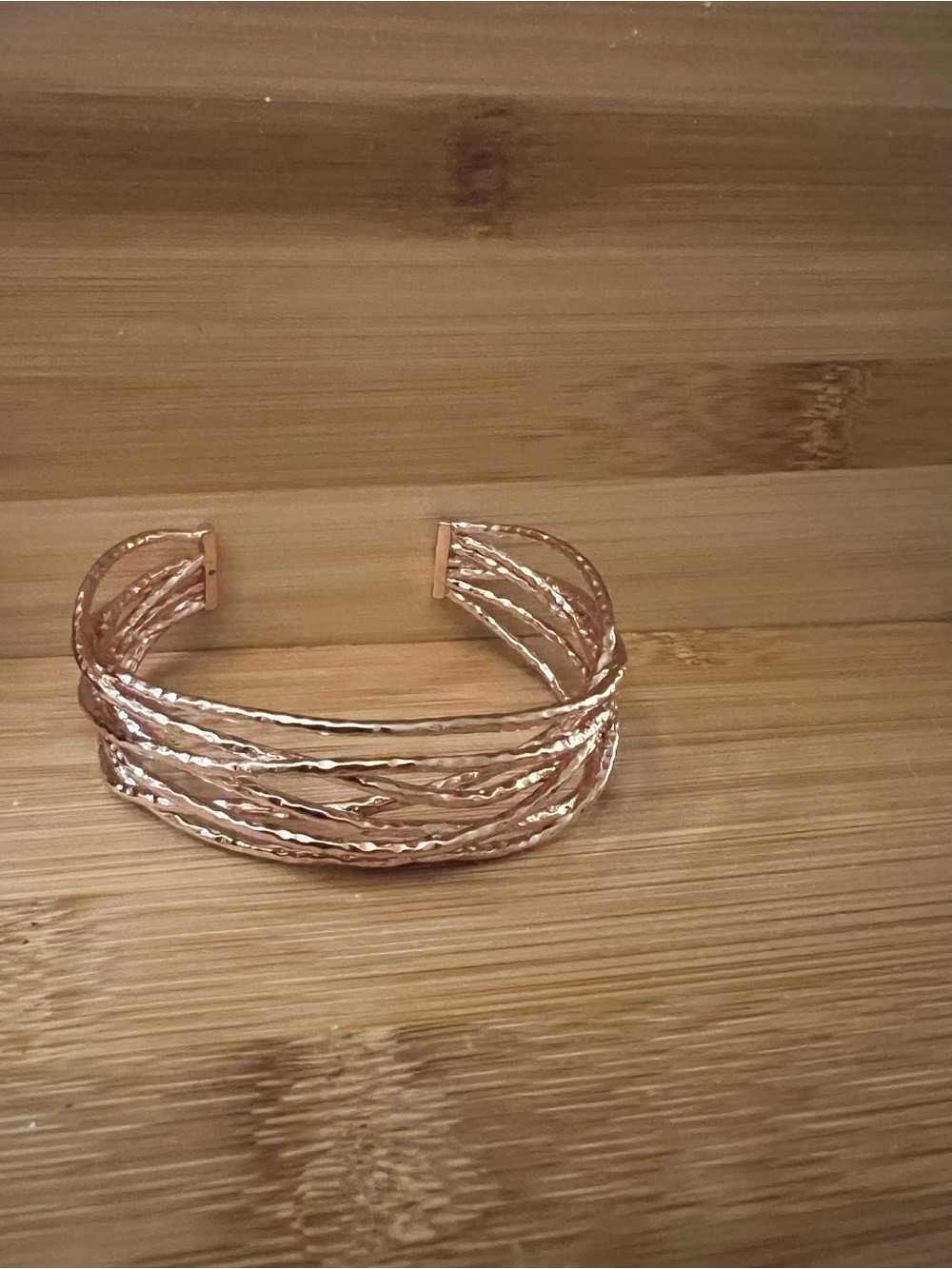 Multi-Strand Rose Gold Open Cuff Bracelet